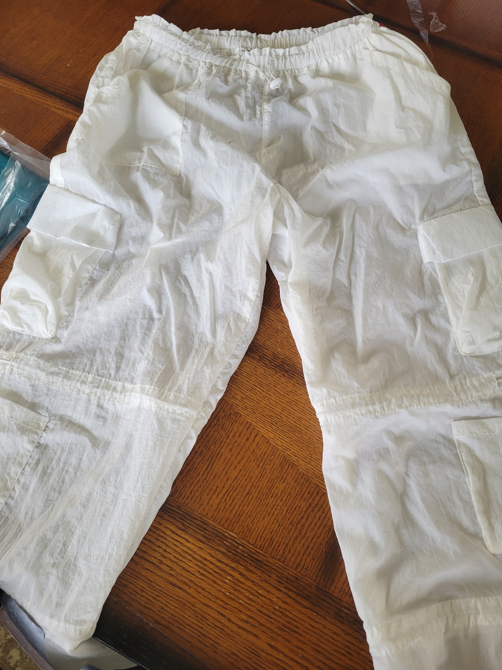 Charlotte Russe White Elastic Waist Cargo Pants